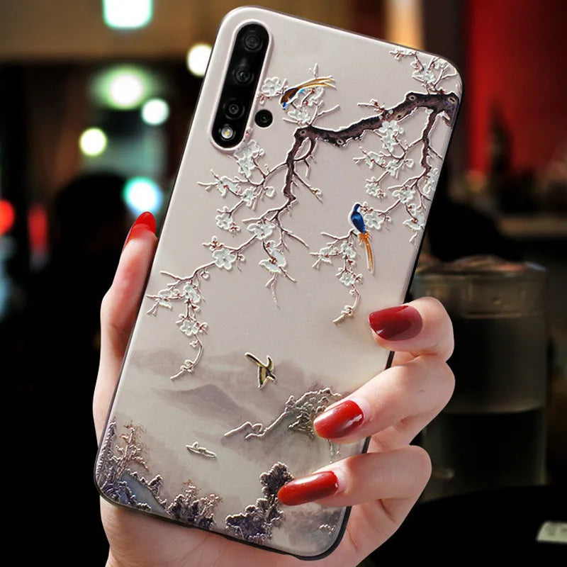 Funda de silicona con relieve de flores 3D para Google Pixel 7 7A 7Pro