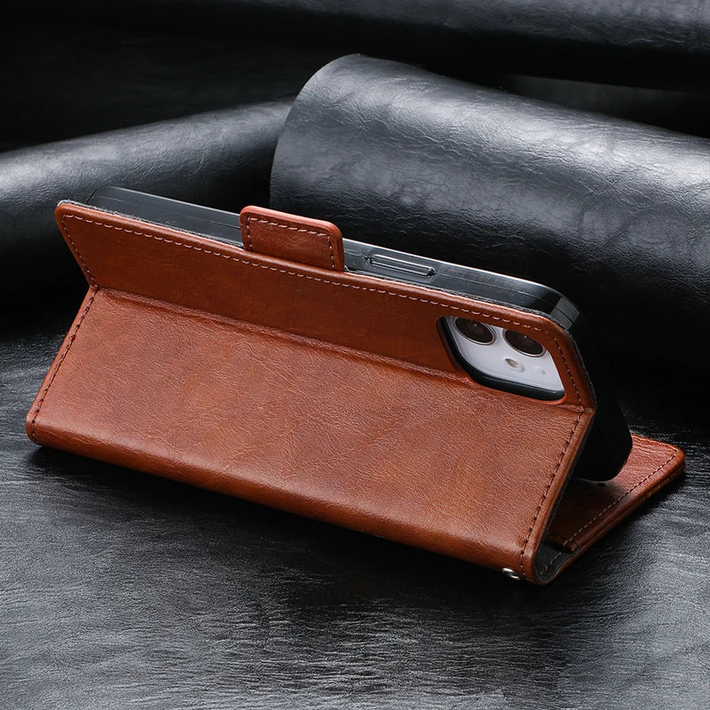 iPhone 15 14 13 12 11 Leather Flip Book Case