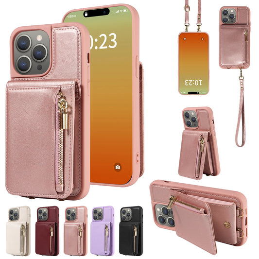 iPhone 15 14 13 12 11  Wallet Multi-card Zipper Leather Case