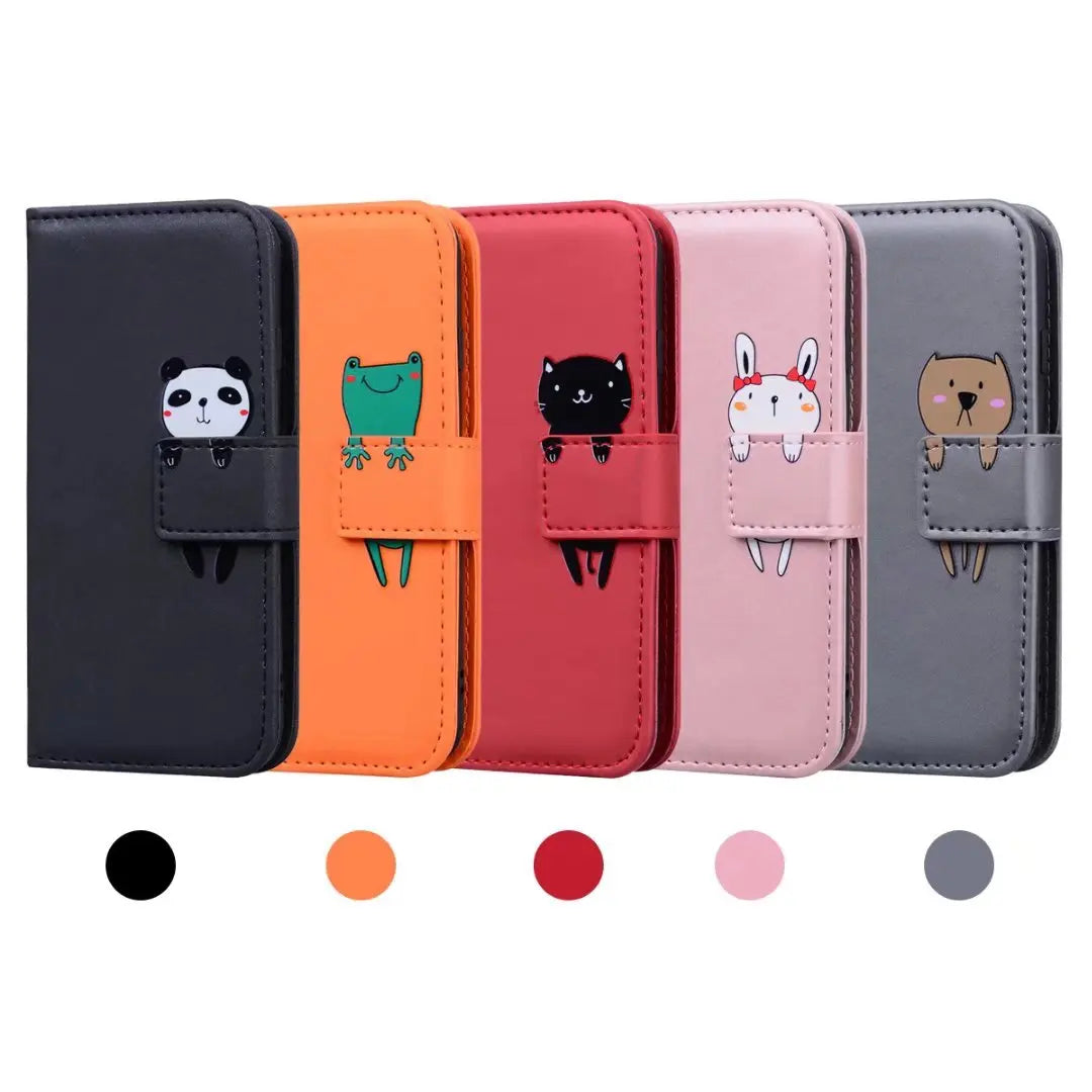 Google Pixel 8 7 6 Pro A Cartoon Animals PU Leather Wallet Case