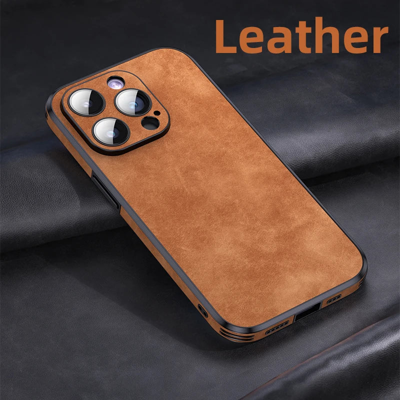 iPhone 15 14 13 12 11  Shockproof Leather Mobile Phone Case