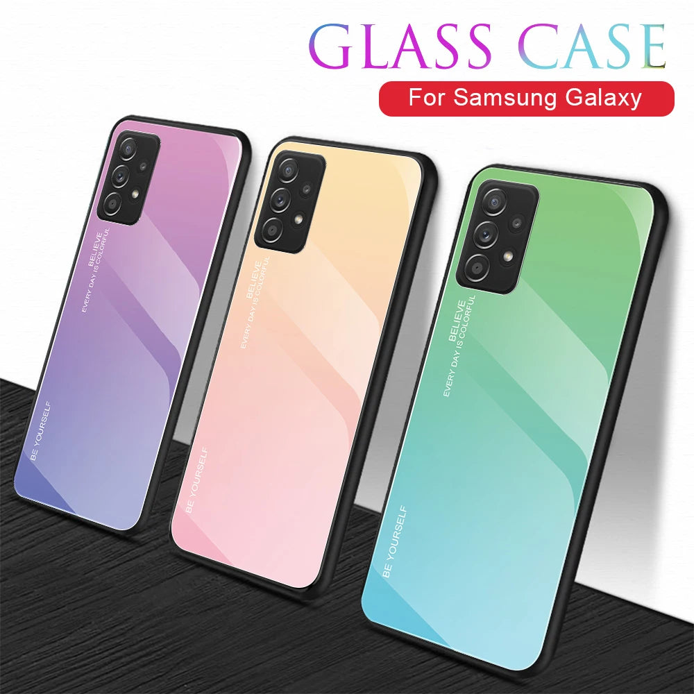 Samsung Galaxy A32 A34 A51 A52 A52S A53 A54 A71 Gradient Glass  Case