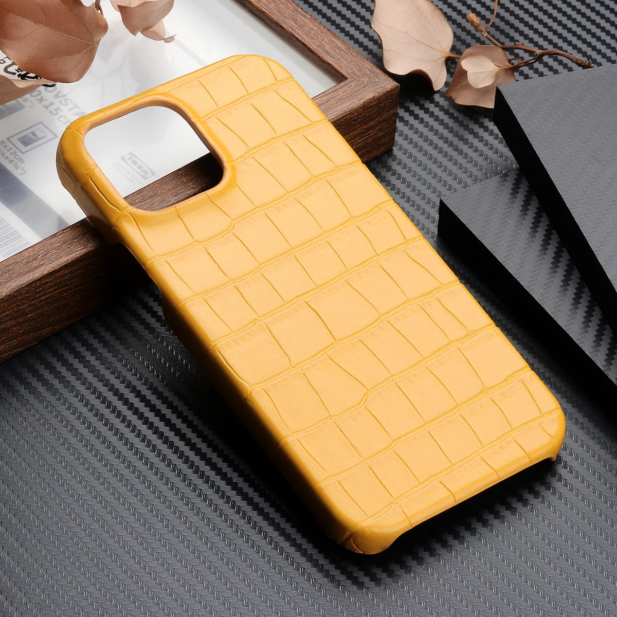 iPhone 15 14 13 12 11 Crocodile Grain PU Leather Case