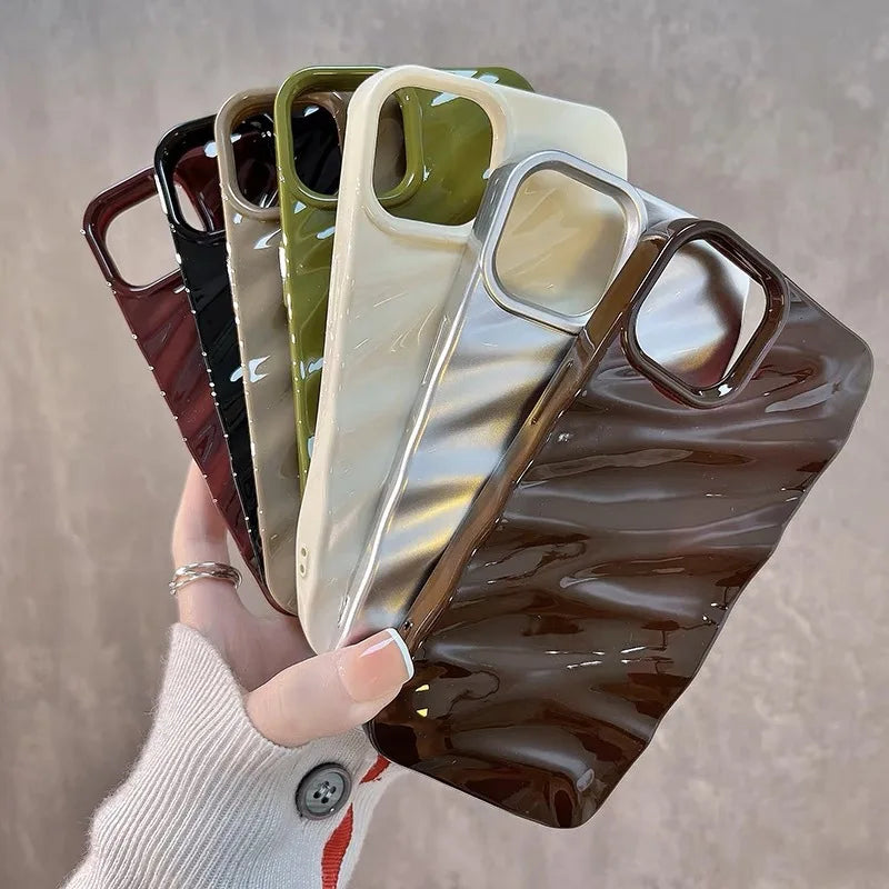 Funda para teléfono con estampado de volantes de satén para iPhone 15 14 13