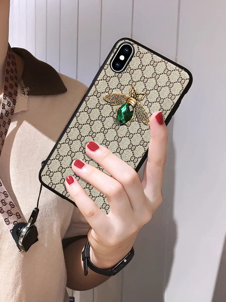 iPhone 15 14 13 12 11 Diamond Bee Glitter Phone Case