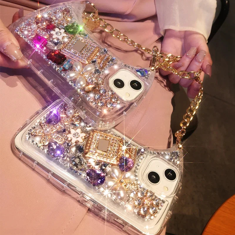 iPhone 15 14 13 12 11 Hybrid Bling Diamond Case