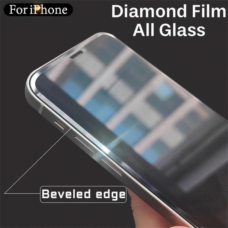 iPhone 15 14 12 11 Cut Edge Tempered Glass Case