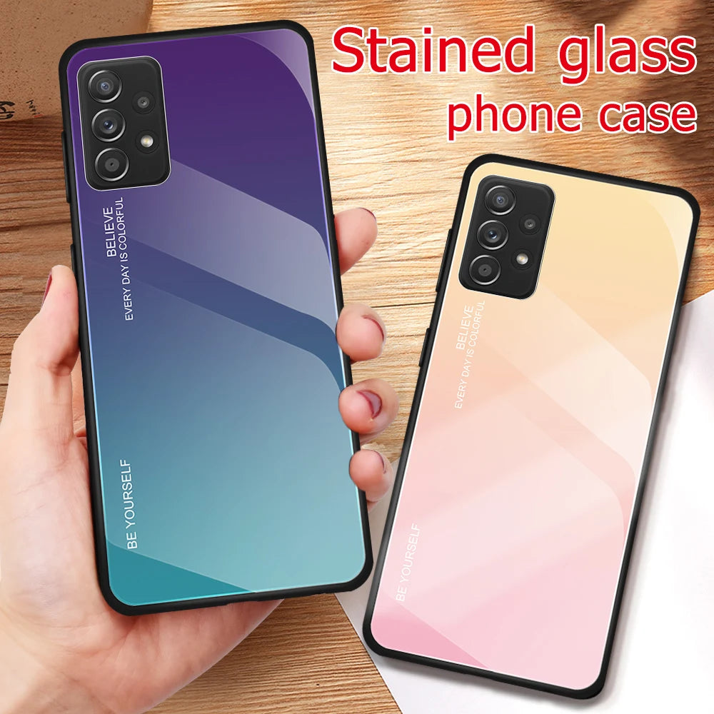 Samsung Galaxy A32 A34 A51 A52 A52S A53 A54 A71 Gradient Glass  Case