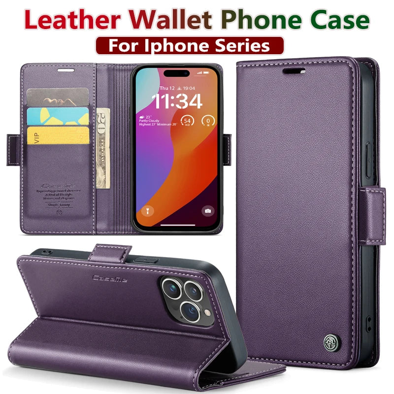 iPhone 15 14 13 12 11 Pro Max Leather Cover Phone Case