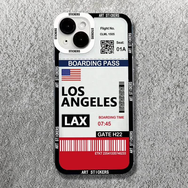 iPhone 15 14 13 Travel Ticket Label Soft Case