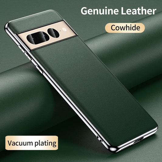 Google Pixel 8 7 6 Genuine  Leather Plating Shockproof Case