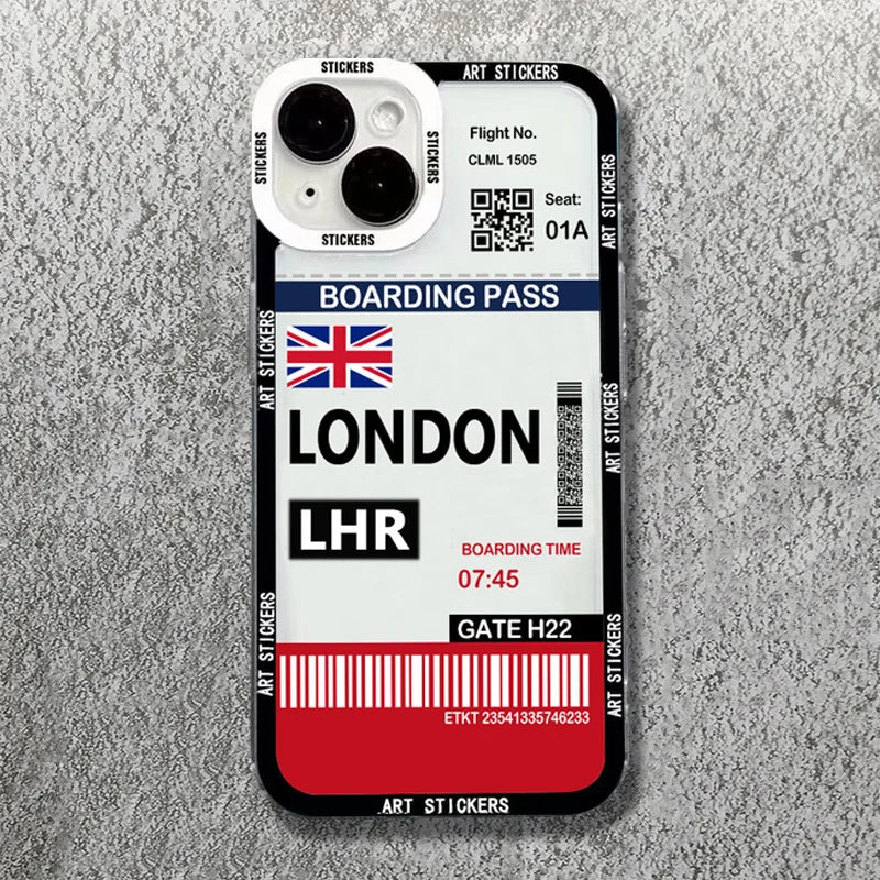 iPhone 15 14 13 Travel Ticket Label Soft Case